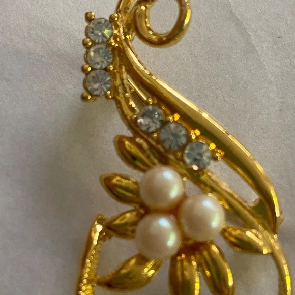 VINTAGE 90’s Broach pin with pearls and diamonds - Picture 2 of 4